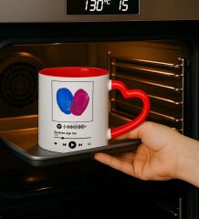 BK Gift Kişiye Özel Parmak İzi Spotify Şarkılı Kalpli Kupa Bardak & Boya Seti-1, Sevgiliye - Doğum Günü Hediyesi