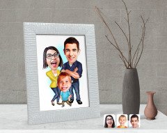 Kişiye Özel Aile Karikatürlü Dekoratif Çerçeve-1