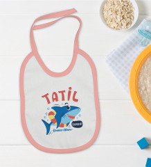 BK Kids Kişiye Özel Pembe Bebek Mama Önlüğü - Model 141
