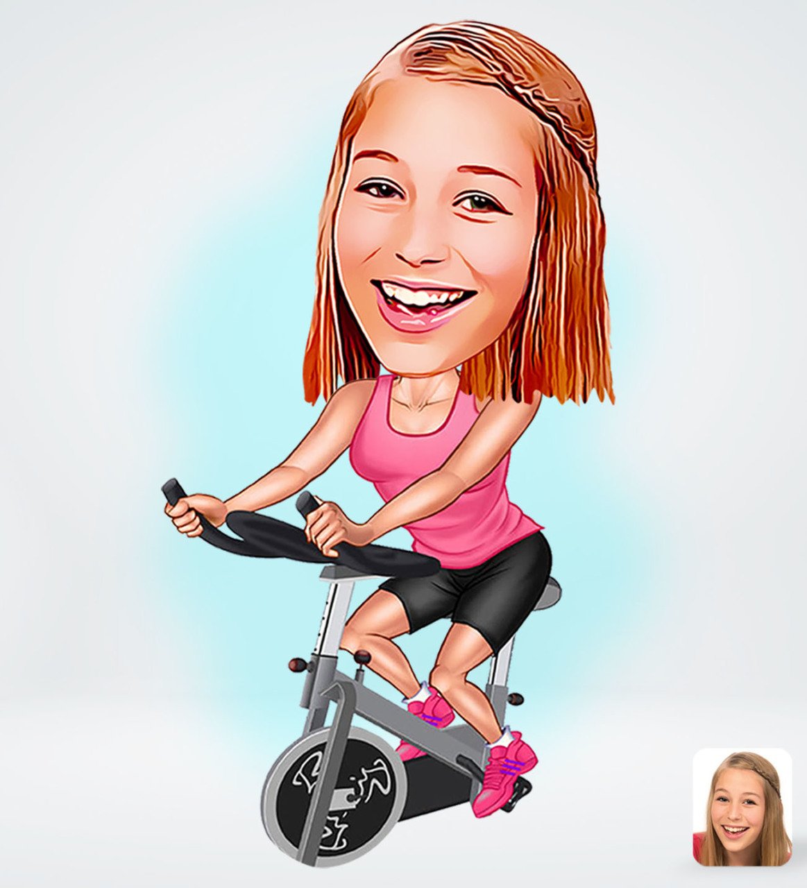 Kişiye Özel Kadın Fitness Sporcusu Karikatürlü Sosyal Medya Dijital Profil Fotoğrafı - Model 1