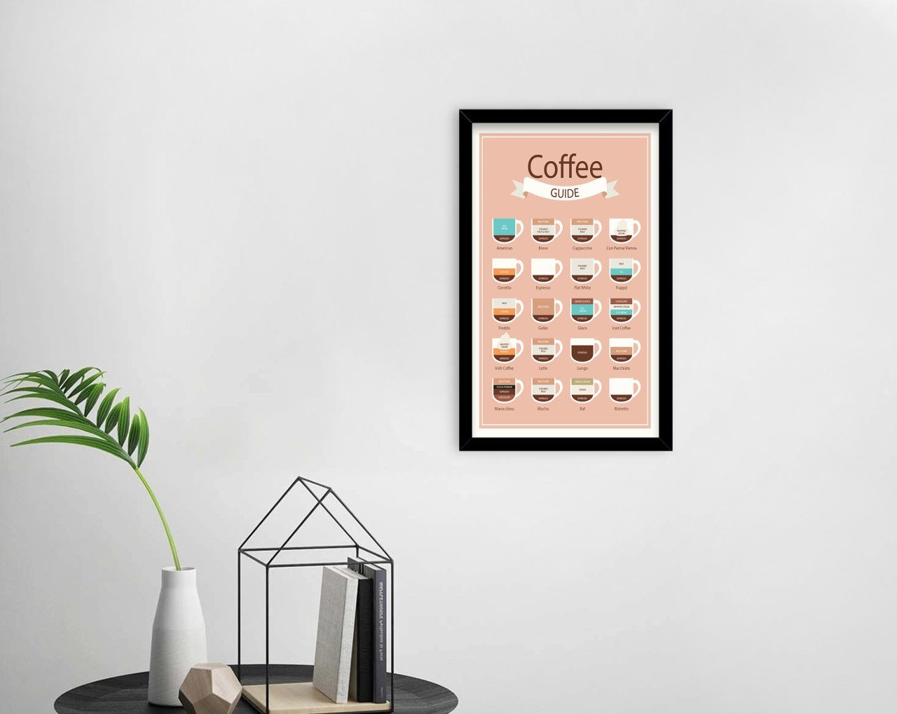 BK Home Coffee Tasarımlı Dekoratif Ahşap Siyah Çerçeveli Tablo-17