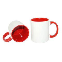 Sublimasyon Porselen Sapı ve İçi Kırmızı Kupa - Kutulu