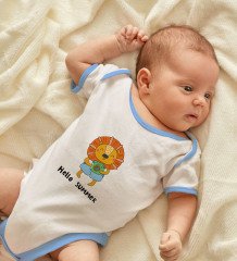 BK Kids Hello Summer Tasarımlı Mavi Bebek Body Zıbın-1