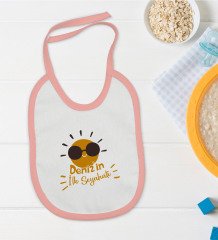 BK Kids Kişiye Özel Pembe Bebek Mama Önlüğü - Model 146