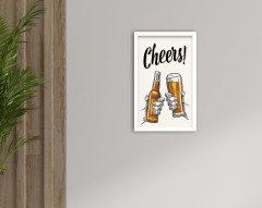 BK Home Cheers Tasarımlı Dekoratif Ahşap Beyaz Çerçeveli Tablo-1