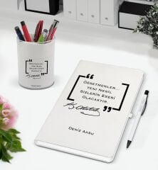 BK Gift Kişiye Özel İsimli Öğretmenler Günü Tasarımlı Defter Kalem ve Kalemlik Hediye Seti, Öğretmene Hediye, Öğretmenler Günü - 13