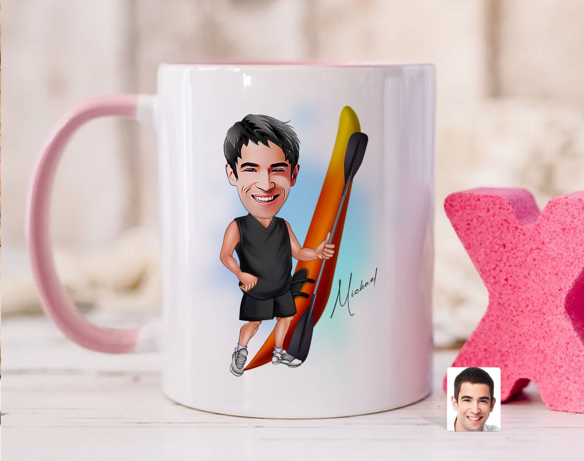 Bk Gift Kişiye Özel Kano Karikatürlü Pembe Kupa Bardak-1, Sevgiliye Hediye, Arkadaşa Hediye