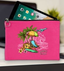 BK Gİft Yaz Temalı-9 Fuşya Tablet Çantası 30x21cm, Ipad Çantası, Baskılı Tablet Kılıfı
