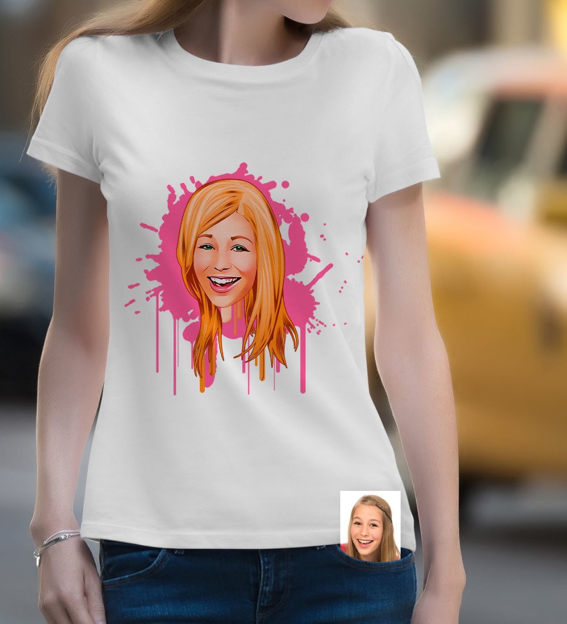 Kişiye Özel Bayan Karikatürlü Beyaz Tişört-31