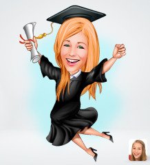 Kişiye Özel Kadın Mezun Karikatürlü Sosyal Medya Dijital Profil Fotoğrafı - Model 1