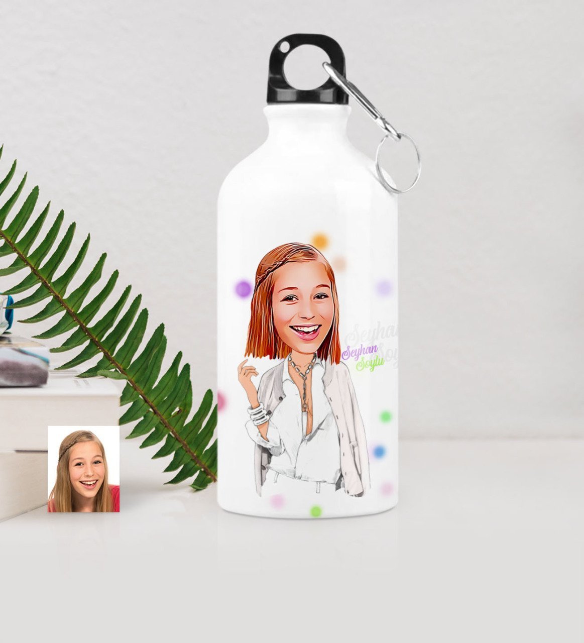 Kişiye Özel Bayan Model Karikatürlü Metal Suluk (500 ml.) - 2