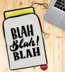 BK Gift Blah Blah Blah Tasarımlı Taşınabilir Koruyucu Tablet Kılıfı & Organizer Çanta - Siyah-1