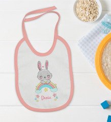 BK Kids Kişiye Özel Pembe Bebek Mama Önlüğü - Model 148