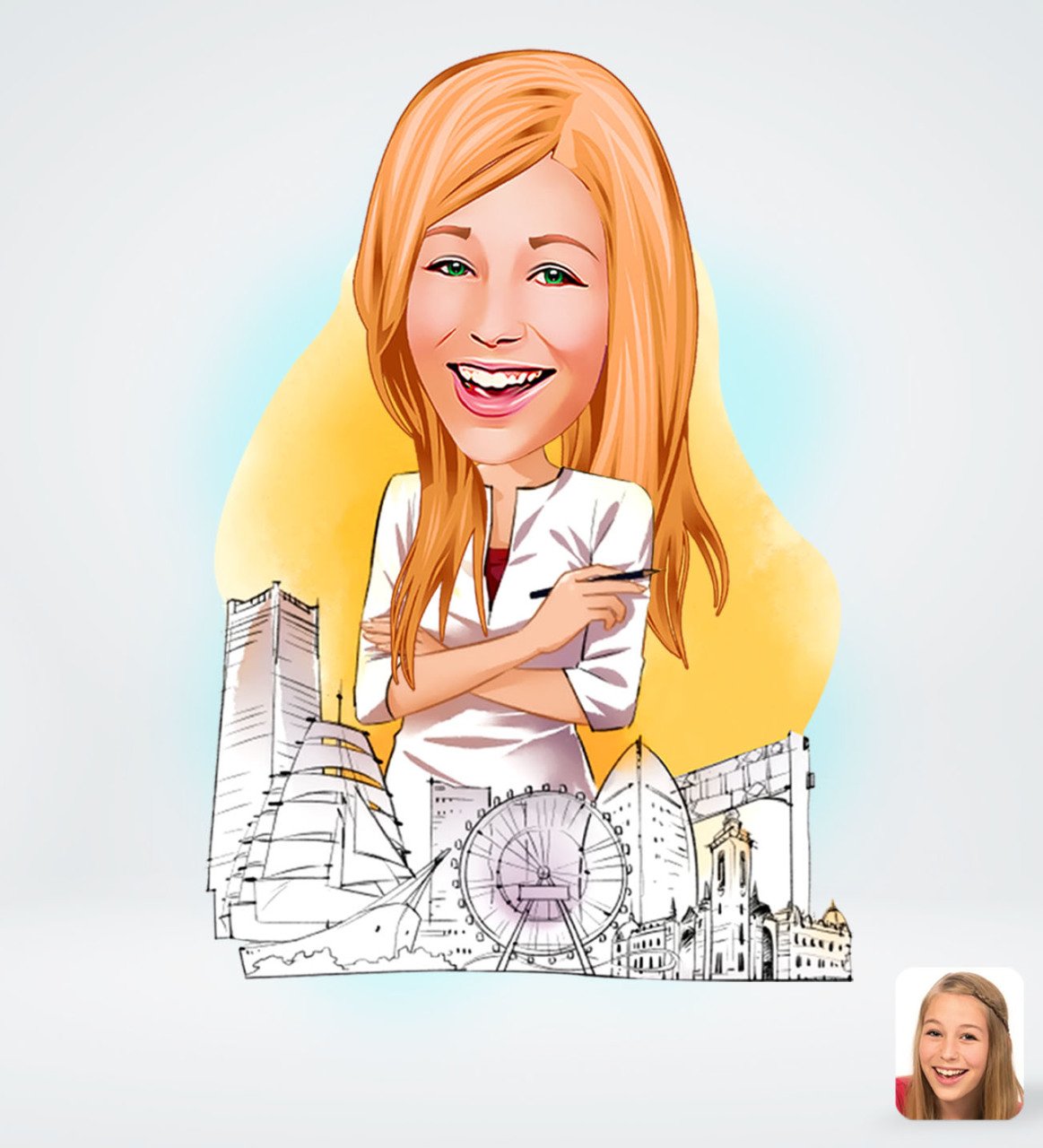 Kişiye Özel Kadın Mimar Karikatürlü Sosyal Medya Dijital Profil Fotoğrafı - Model 1