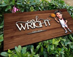 BK Gift Kişiye Özel Erkek Basketbol Oyuncusu Karikatürlü Kabartma Figürlü Ahşap Tablo, Duvar Dekoru, Arkadaşa Hediye, Özel Tasarım Ev Hediyesi-1