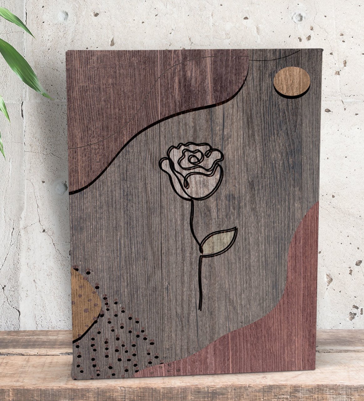 BK Gift Rose Tasarımlı Dekoratif Mini Kanvas Tablo 15x20cm-1
