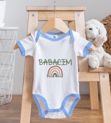 BK Kids Kişiye Özel Babacım Tasarımlı Mavi Bebek Body Zıbın ve Mama Önlüğü Hediye Seti