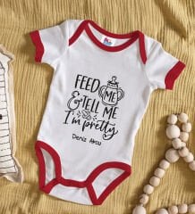 BK Kids Kişiye Özel Im Pretty Tasarımlı Kırmızı Bebek Body Zıbın-1