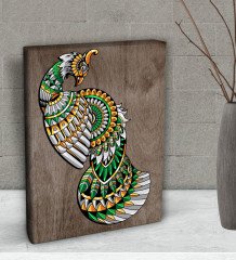 BK Gift Tavus Kuşu Tasarımlı Dekoratif Mini Kanvas Tablo 15x20cm-1