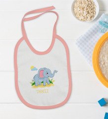 BK Kids Kişiye Özel Pembe Bebek Mama Önlüğü - Model 151
