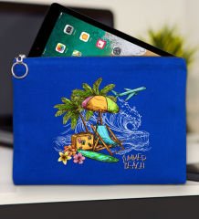 BK Gift Yaz Temalı-9 Mavi Tablet Çantası 30x21cm, Ipad Çantası, Baskılı Tablet Kılıfı