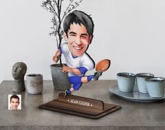 BK Gift Kişiye Özel Erkek Amerikan Futbolcusu Karikatürlü Ahşap Biblo-10 , Arkadaşa Hediye , Sevgiliye Hediye, Kişiye Özel Biblolar