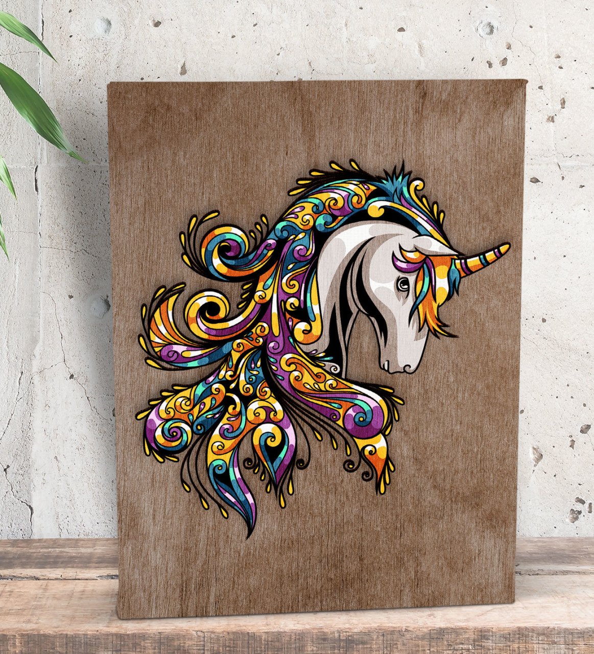 BK Gift Unicorn Tasarımlı Dekoratif Mini Kanvas Tablo 15x20cm-1