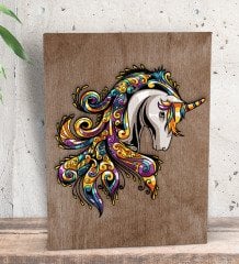 BK Gift Unicorn Tasarımlı Dekoratif Mini Kanvas Tablo 15x20cm-1