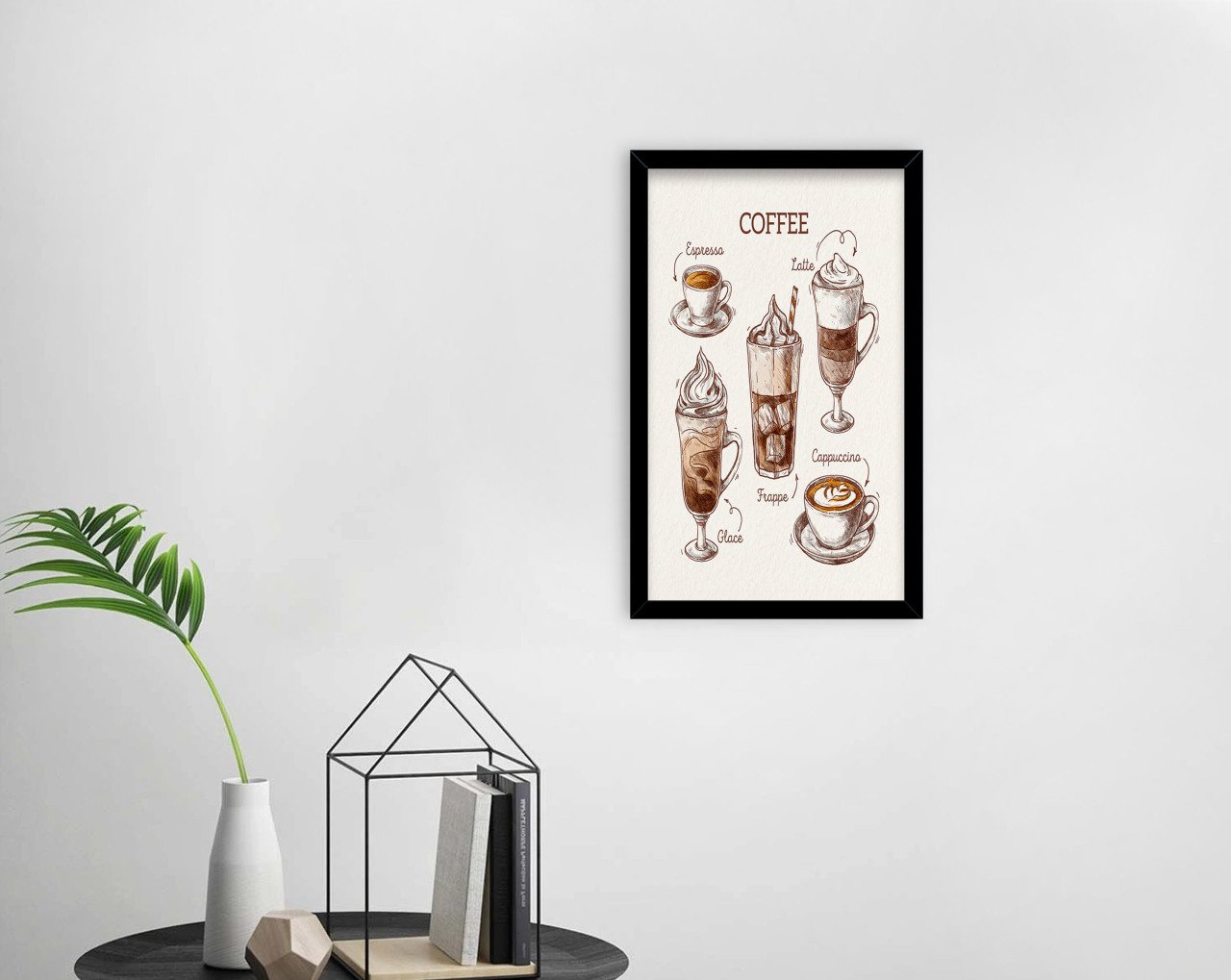 BK Home Coffee Tasarımlı Dekoratif Ahşap Siyah Çerçeveli Tablo-25