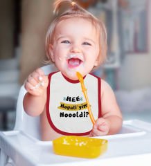 BK Kids Hopaliyim Tasarımlı Kırmızı Bebek Body Zıbın ve Mama Önlüğü Hediye Seti-1