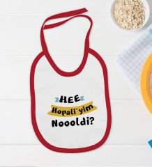 BK Kids Hopaliyim Tasarımlı Kırmızı Bebek Body Zıbın ve Mama Önlüğü Hediye Seti-1