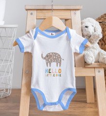 BK Kids Hello Little One Tasarımlı Mavi Bebek Body Zıbın-1