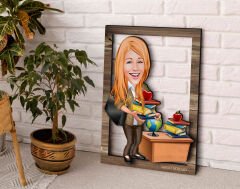 BK Gift Kişiye Özel Kadın Öğretmen Karikatürlü 3D Ahşap Tablo, Sevgiliye Hediye, Arkadaşa Hediye, Yıl Dönümü Hediyesi, Doğum Günü Hediyesi-4