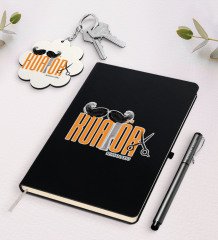 Kişiye Özel Erkek Kuaförü Siyah Defter Kalem Ve Anahtarlık Hediye Seti-1