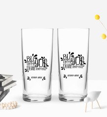 Kişiye Özel Yeşilçam Replikleri Bu Da Mı Gol Değil Tasarımlı 2’li Rakı Bardağı ve Meze Tabaklı Doğal Masif Ahşap Servis Sunum Tepsisi Model 2