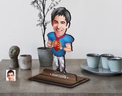 BK Gift Kişiye Özel Erkek Amerikan Futbolcusu Karikatürlü Ahşap Biblo-12 , Arkadaşa Hediye , Sevgiliye Hediye, Kişiye Özel Biblolar