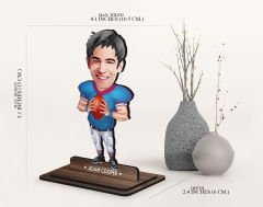 BK Gift Kişiye Özel Erkek Amerikan Futbolcusu Karikatürlü Ahşap Biblo-12 , Arkadaşa Hediye , Sevgiliye Hediye, Kişiye Özel Biblolar
