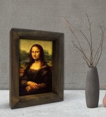 BK Gift Mona Lisa Tasarımlı Dekoratif Doğal Masif Ahşap Çerçeve 15x20cm-1
