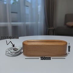 BK Gift Kişiye Özel 3D Oval Fotoğraflı LED Gece Lambası(Beyaz Renk), Arkadaşa Hediye, Sevgiliye Hediye