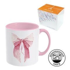 Sublimasyon Porselen Sapı ve İçi Pembe Kupa - Kutulu