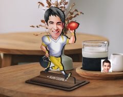 BK Gift Kişiye Özel Erkek Amerikan Futbolcusu Karikatürlü Ahşap Biblo-13 , Arkadaşa Hediye , Sevgiliye Hediye, Kişiye Özel Biblolar