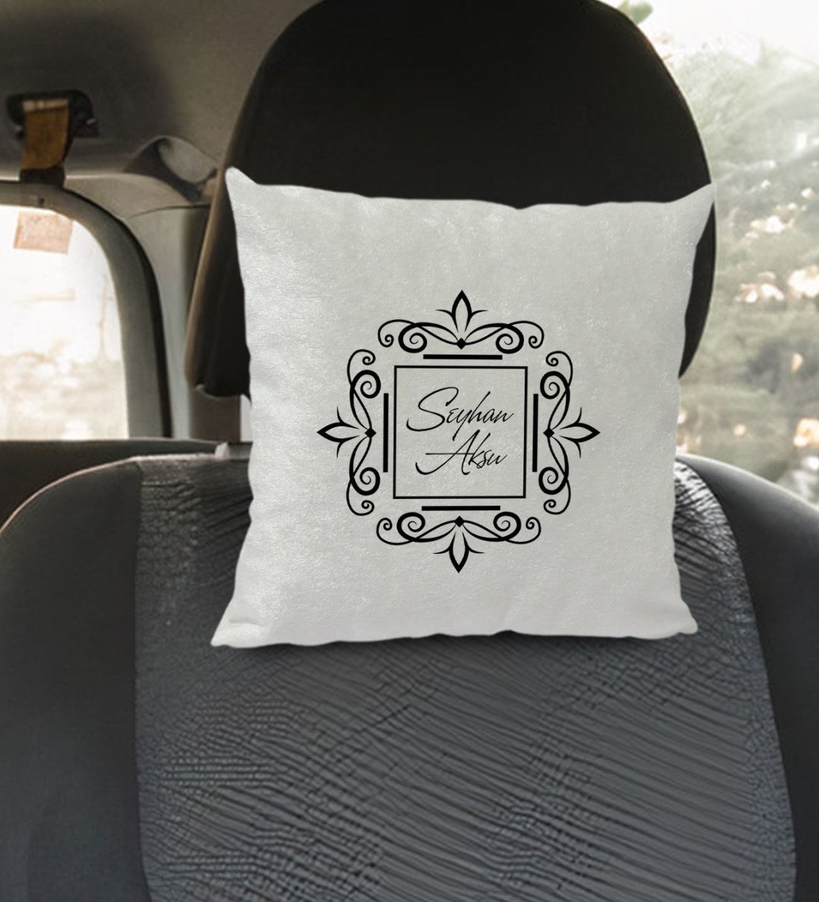 Kişiye Özel İsimli Kare Araç Koltuk Yastığı-1