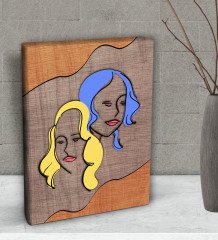 BK Gift Woman Line Tasarımlı Dekoratif Mini Kanvas Tablo 15x20cm-2