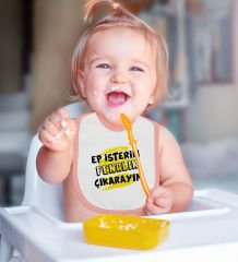 BK Kids Ep İsterim Tasarımlı Pembe Bebek Body Zıbın ve Mama Önlüğü Hediye Seti-6