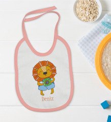 BK Kids Kişiye Özel Pembe Bebek Mama Önlüğü - Model 155