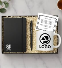 BK Gift Kişiye Özel Logolu Defter, Kupa ve Tükenmez Kalem Kurumsal Hoşgeldin Hediye Seti-1 | Kurumsal Welcome Kit, Yeni İş Hediyesi