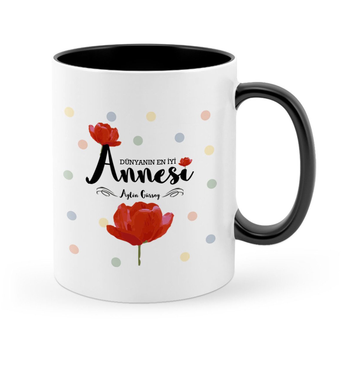 Kişiye Özel Dünyanın En İyi Annesi Siyah Kupa Bardak - 10