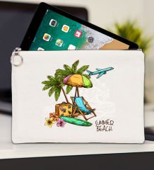 BK Gİft Yaz Temalı-9 Tablet Çantası 30x21cm, Ipad Çantası, Baskılı Tablet Kılıfı