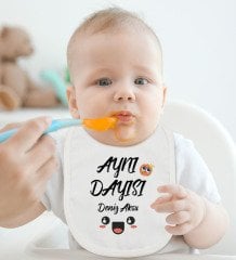 BK Kids Kişiye Özel Aynı Dayısı Tasarımlı Bebek Body Zıbın ve Mama Önlüğü Hediye Seti - Model 1