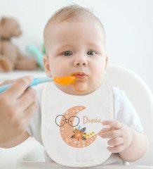 BK Kids Kişiye Özel İsimli Bebek Body Zıbın ve Mama Önlüğü Hediye Seti - Model 8